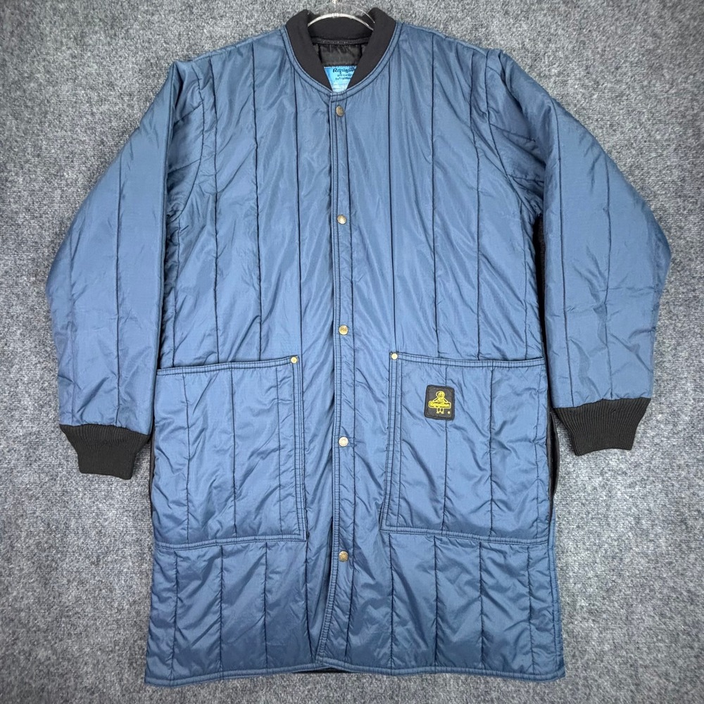 RefrigiWear Blue Quilted Ripstop Freezer Coat Long Workwear Jacket Mens XL
